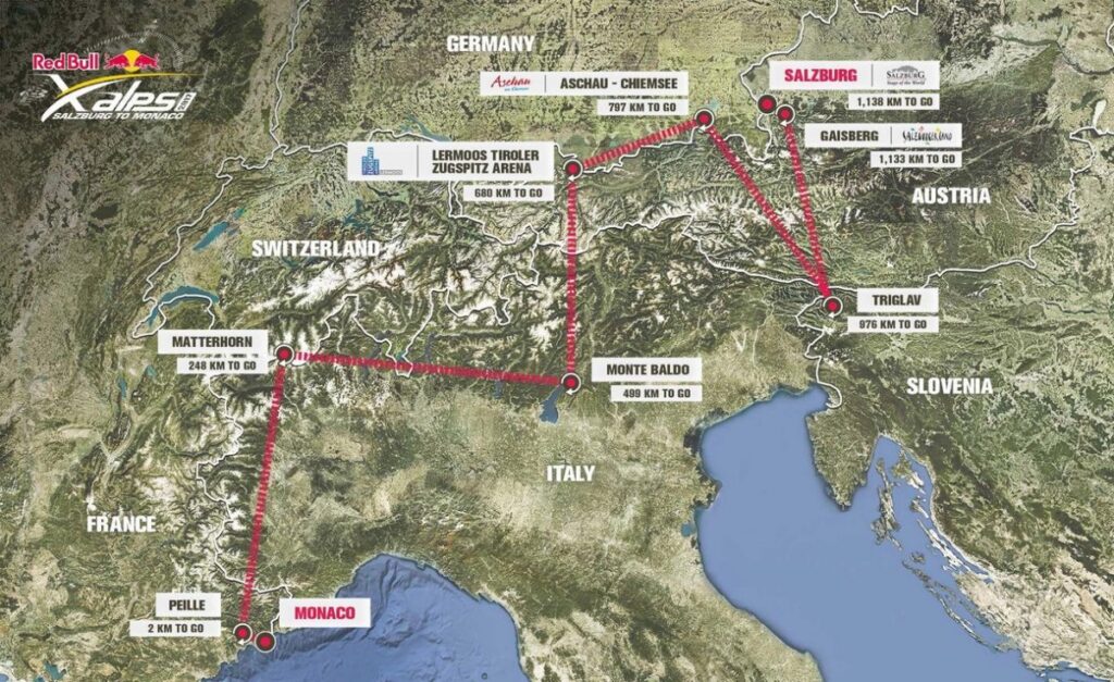 Mapa RedBull Red Bull X-Alps 2017